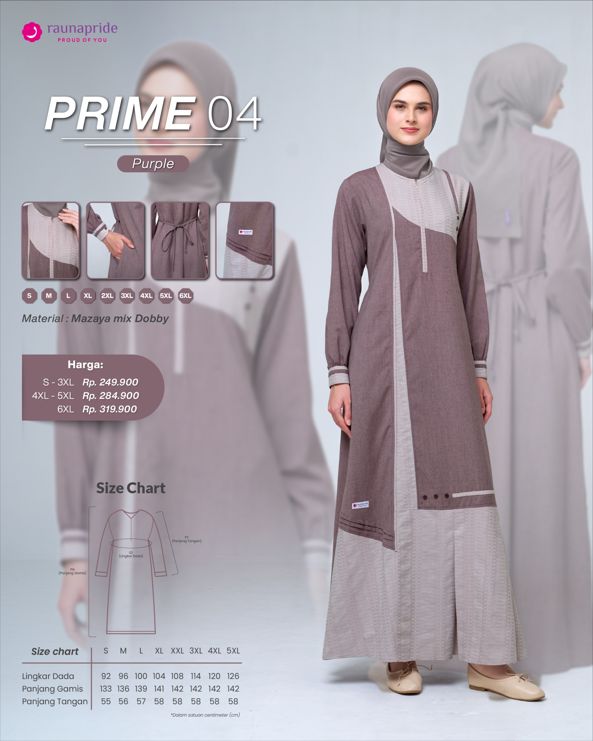 Panduan ukuran untuk PRIME 04 PURPLE